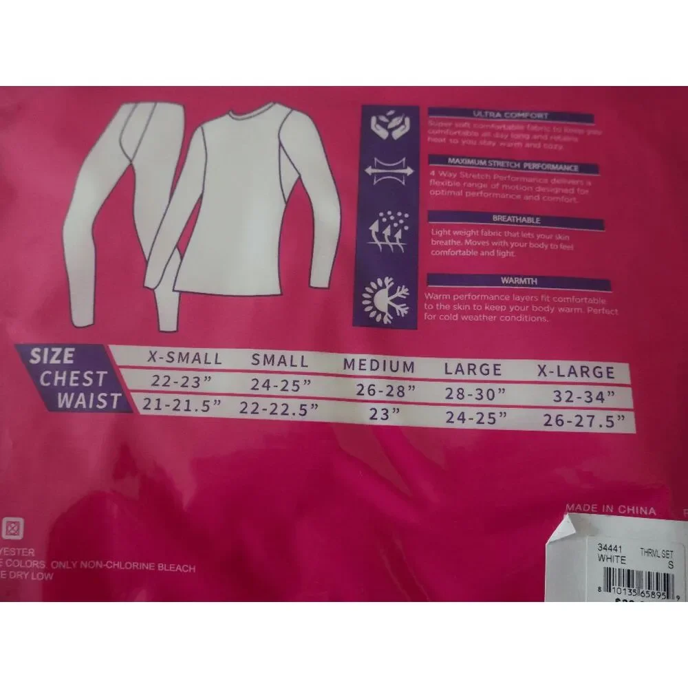 GO UNDER Girls 2PC Thermal Set WHITE Base Layer Ultra-Soft Size M 7/8